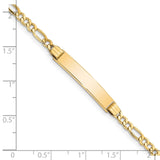 14k Polished Semi-Solid Chain/Solid Plate Figaro Link 25.5x5mm Plate 7 inch ID Bracelet