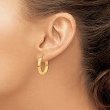 14k 2x20mm Polished Square Tube Hoop Earrings