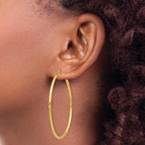 14k 2x55mm Polished Lightweight Tube Hoop Earrings