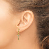 14k Two-tone Hollow Crucifix Dangle Post Earrings