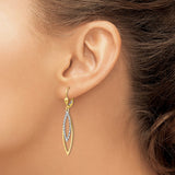 14k Two-tone Diamond-cut Dangle Leverback Earrings