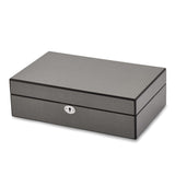 Luxury Giftware by Jere High Gloss Black Carbon Fiber Finish Locking Wooden 10-Watch Case