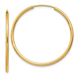 14k 1.5x30mm Polished Round Endless Tube Hoop Earrings