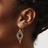 14K Two-tone Fancy Twisted Dangle French Hook Earrings