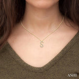 1/20 Ctw Initial 'S' Round Cut Diamond Pendant With Chain in 10K Yellow Gold