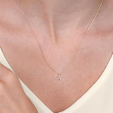 1/20 Ctw Initial 'A' Round Cut Diamond Pendant With Chain in 10K Yellow Gold