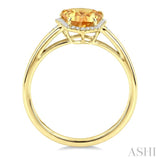 16X7 MM Shield Shape Citrine and 1/6 Ctw Round Cut Diamond Semi-Precious Ring in 10K Yellow Gold