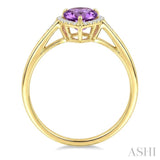 16X6 MM Pear Shape Amethyst and 1/6 Ctw Round Cut Diamond Semi-Precious Ring in 10K Yellow Gold