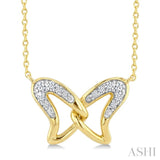 1/10 Ctw Round Cut Diamond Interlock Wings Pendant With Chain in 10K Yellow Gold