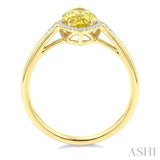 16X7 MM Marquise Shape Lemon Quartz and 1/6 Ctw Round Cut Diamond Semi-Precious Ring in 10K Yellow Gold