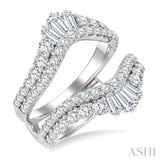 2 Ctw Baguette and Round Cut Diamond Insert Ring in 14K White Gold