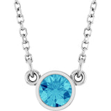 14K White Gold Natural Blue Zircon Solitaire 16