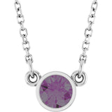 Rhodium-Plated Sterling Silver Imitation Alexandrite Solitaire 16