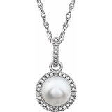 Sterling Silver Cultured White Freshwater Pearl & .01 CTW Natural Diamond 18