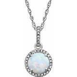 Sterling Silver Lab-Grown White Opal & .01 CTW Natural Diamond 18