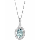 Sterling Silver Natural Aquamarine & .01 CTW Natural Diamond 18