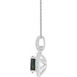 Sterling Silver Lab-Grown Alexandrite & .01 CTW Natural Diamond 18" Necklace