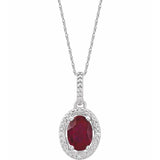 Sterling Silver Lab-Grown Ruby & .01 CTW Natural Diamond 18