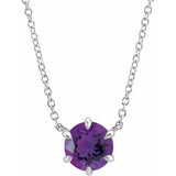Sterling Silver Natural Amethyst Solitaire 18
