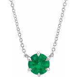 14K White Gold Lab-Grown Emerald Solitaire 18