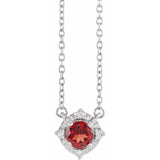 14K White Gold Natural Mozambique Garnet & .04 CTW Natural Diamond Halo-Style 18