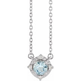 Sterling Silver Natural Aquamarine & .04 CTW Natural Diamond Halo-Style 18