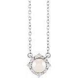 Sterling Silver Cultured White Freshwater Pearl & .04 CTW Natural Diamond Halo-Style 18