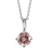 Sterling Silver 5 mm Natural Pink Morganite Solitaire 16-18