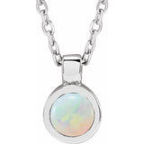 Sterling Silver Natural White Opal Bezel-Set 16-18