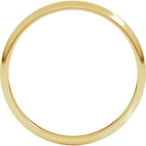 14K Yellow Gold 2 mm Lightweight Half Round Band Size 9