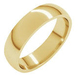 14K Yellow Gold 5 mm Lightweight Comfort-Fit Half Round Band Size 10