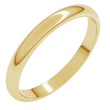14K Yellow Gold 2.5 mm Half Round Band Size 9.5
