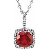 Sterling Silver 7 mm Lab-Grown Ruby & .015 CTW Natural Diamond 18