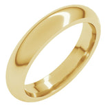 14K Yellow Gold 4 mm Comfort-Fit Half Round Band Size 12.5