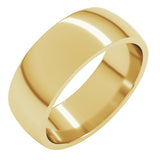 14K Yellow Gold 7 mm Lightweight Comfort-Fit Half Round Band Size 14