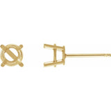 14K Yellow Gold 3 mm Natural Green Sapphire Earrings