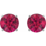 14K White Gold 8 mm Lab-Grown Ruby Earrings